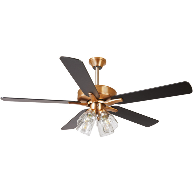 BROWNSTONE 52″ Satin Brass Indoor/Outdoor Ceiling Fan Revolution Lighting
