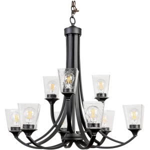 44 Black/Seeded 9 Light Chandelier