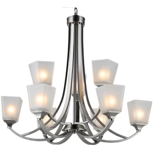 44 Brushed Nickel 9 Light Chandelier