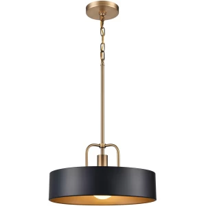 Parker 15" Black/Burnished Brass 1 Light Pendant