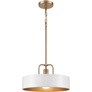 Parker 15" White/Burnished Brass 1 Light Pendant