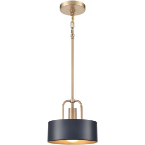 Parker 9" Black/Burnished Brass 1 Light Pendant