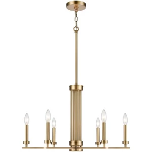 Lady Boss 27" Burnished Brass 6 Light Chandelier
