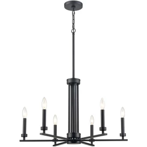 Lady Boss 27" Black 6 Light Chandelier