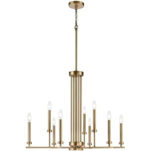 Lady Boss 32" Burnished Brass 9 Light Two-Tier Chandelier