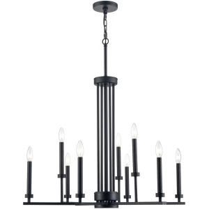 Lady Boss 32" Black 9 Light Two-Tier Chandelier