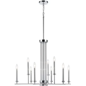 Lady Boss 32" Chrome 9 Light Two-Tier Chandelier