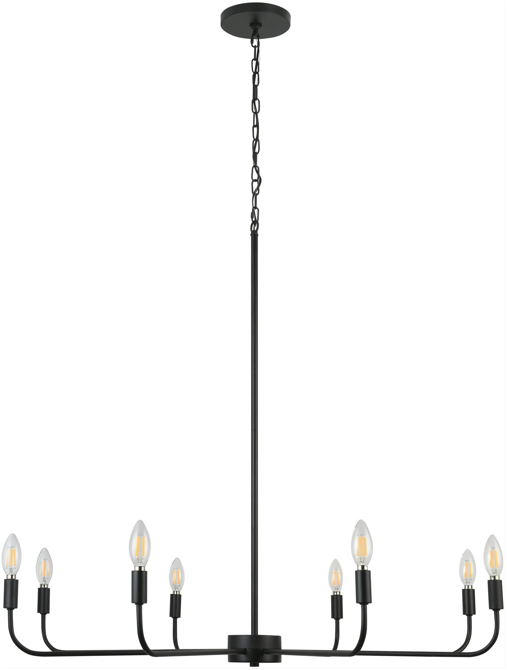 Gray 40" Black 8 Light Chandelier with White Fabric Shades - Image 2