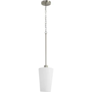 Gray 8" Brushed Nickel 1 Light Pendant with Matte White Glass