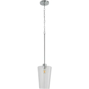 Gray 8" Chrome 1 Light Pendant with Clear Glass