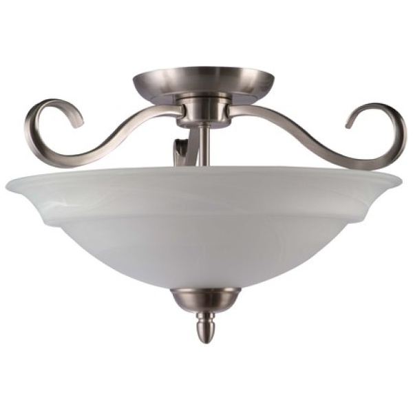 67 Brushed Nickel/Alabaster 3 Light Semi-Flush Ceiling Light