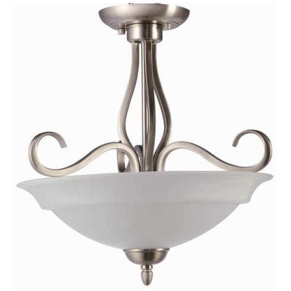 67 Brushed Nickel/Alabaster 3 Light Semi-Flush Ceiling Light