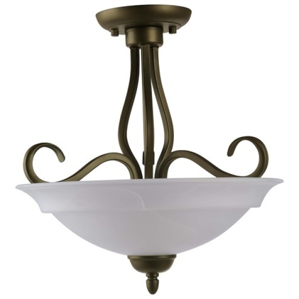 67 Venetian Bronze/Alabaster 3 Light Semi-Flush Ceiling Light