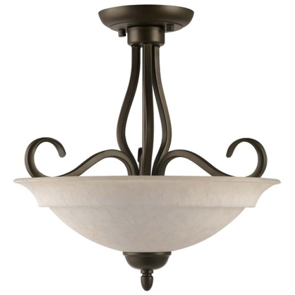 67 Venetian Bronze/Tea Stone 3 Light Semi-Flush Ceiling Light