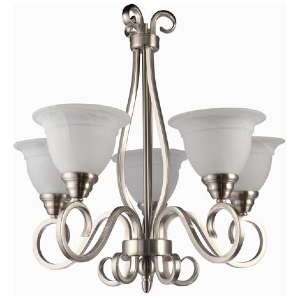 67 Brushed Nickel/Alabaster 5 Light Chandelier