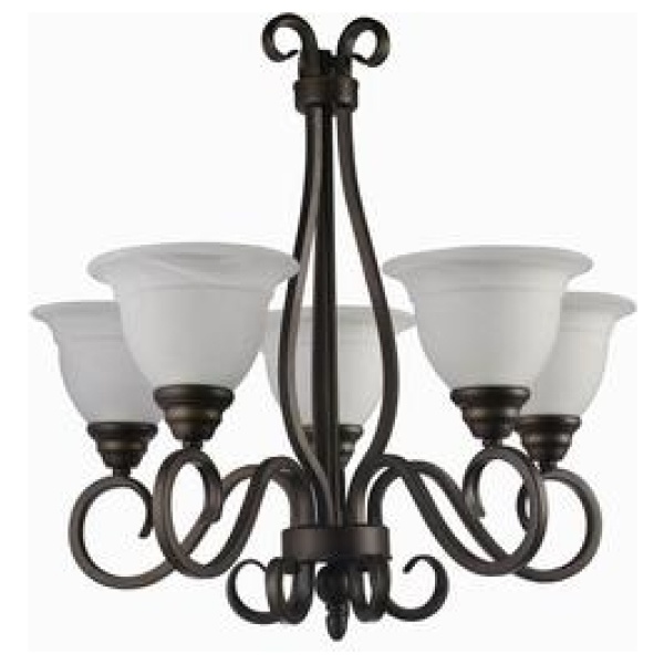 67 Venetian Bronze/Alabaster 5 Light Chandelier