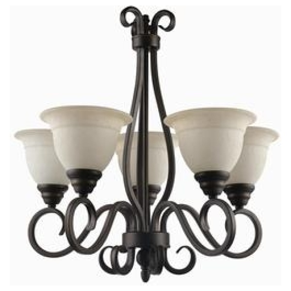 67 Venetian Bronze/Tea Stone 5 Light Chandelier