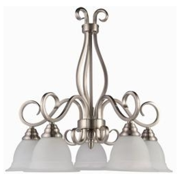 67 Brushed Nickel/Alabaster 5 Light Chandelier