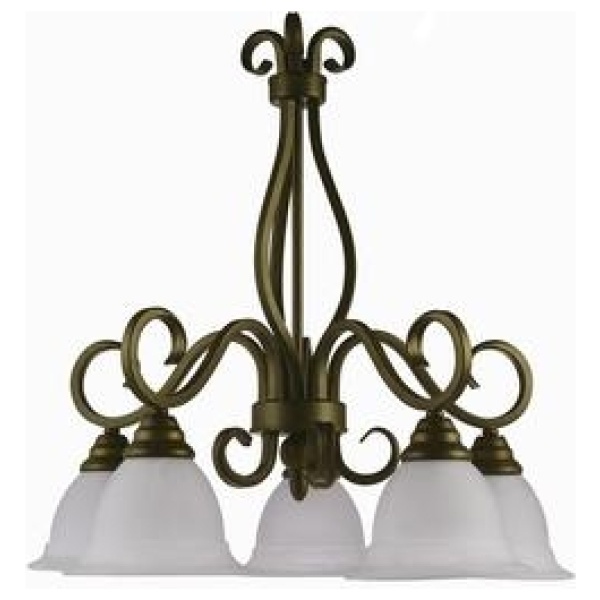 67 Venetian Bronze/Alabaster 5 Light Chandelier