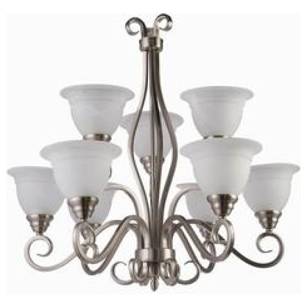 67 Brushed Nickel/Alabaster 9 Light Chandelier