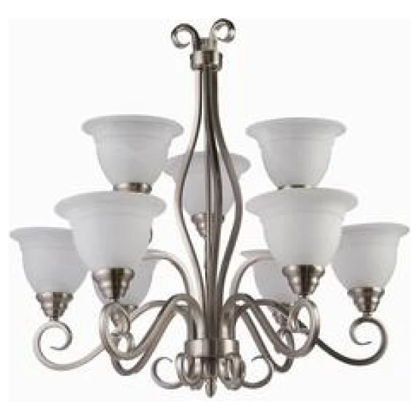 67 Brushed Nickel/Alabaster 9 Light Chandelier