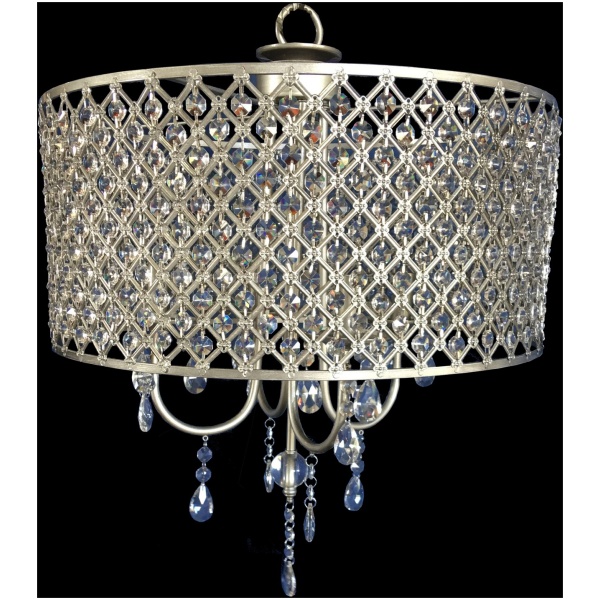 CC254 19" Brushed Nickel 4 Light Crystal Chandelier