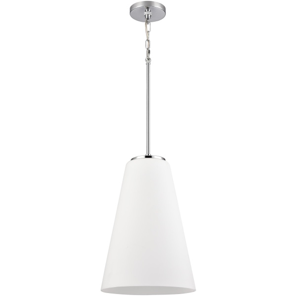 Tayte Chrome 1 Light Matte White Glass Pendant