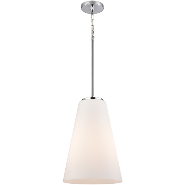 Tayte Chrome 1 Light Matte White Glass Pendant - Image 2